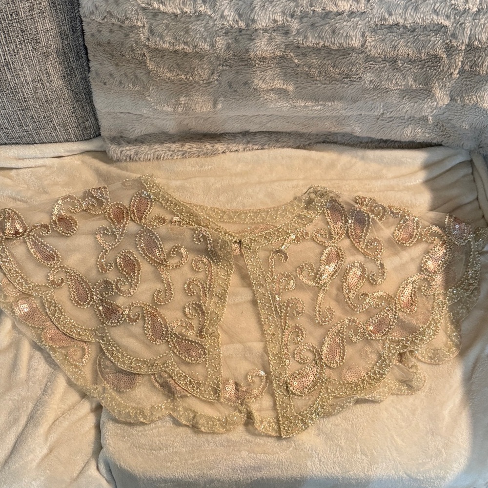 Chic Gold Embroidered Women's Cape